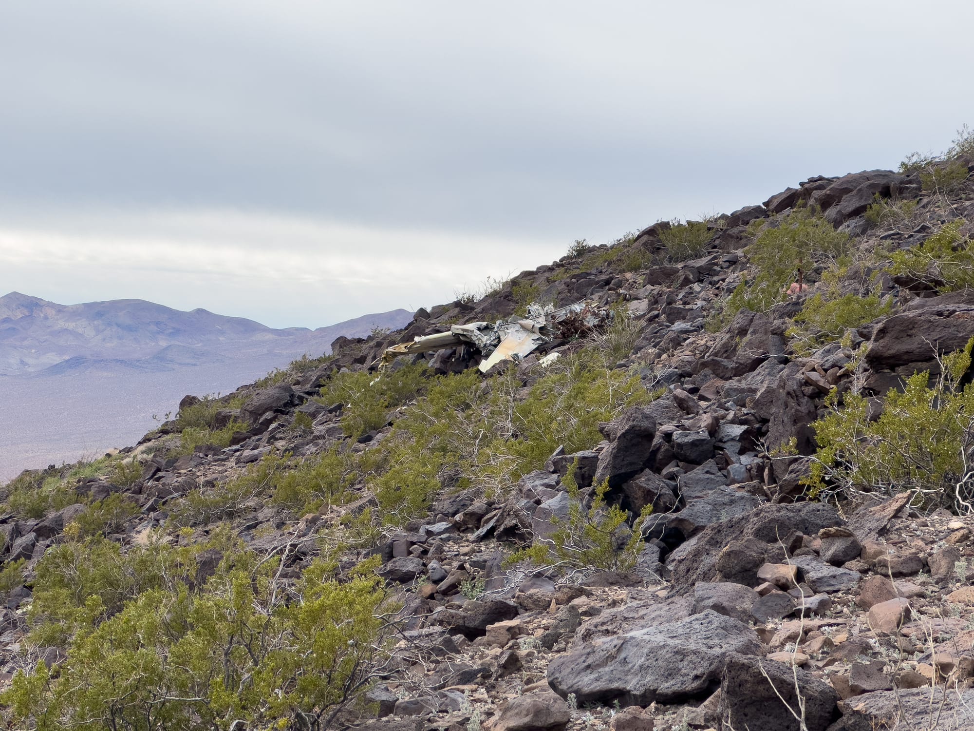 Wreck of N7304P, northern Greenwater Range