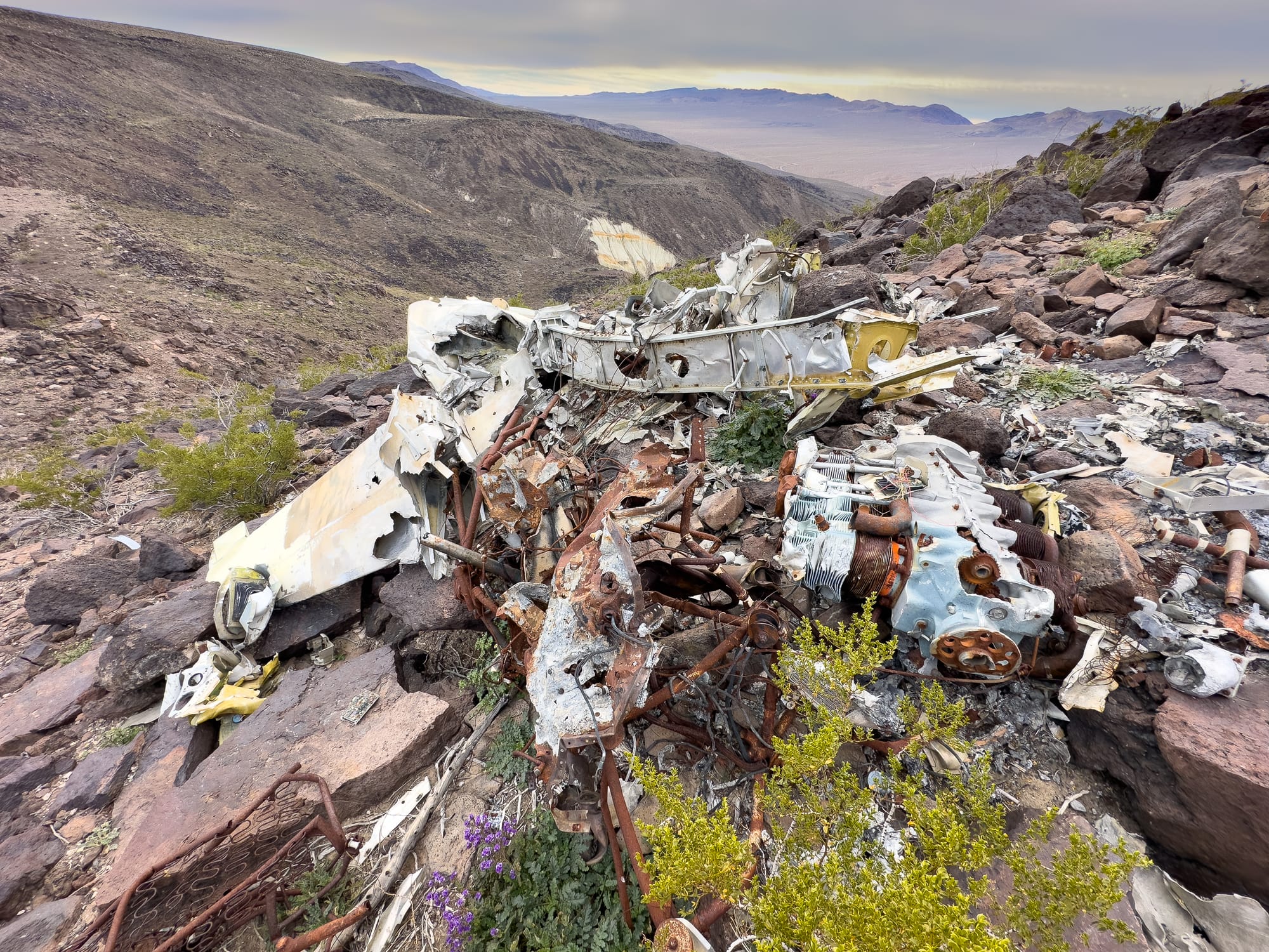 Wreck of N7304P, northern Greenwater Range